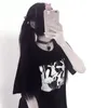 Maglietta da donna harajuku goth anime Coniglio Stampa oversize girocollo maniche corte larghe abbigliamento taglie forti Top Tee