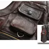 Coletes masculinos de couro genuíno colete homens marrom colete masculino sem mangas jaqueta grossa motocicleta plus size multi bolso z243d