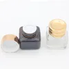 15g Amber Eye Cream Jar Fles Lege Glazen Lippenbalsem Container Cosmetische Sample Potten met Gouden Dop