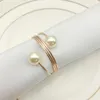 Gold Silver Spring Double Pearl Napkin Ring Western Food Decoration Napkins Rings Hotel Wedding Festival Party Table Decor BH5010 TYJ