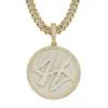 Hip Hop nom personnalisé rotatif lettres médaillon rond pendentif collier pour hommes femmes Zircon rappeur Goth bijoux