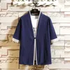 Sommermode Herrenhemden Einfaches Design Täglich Lässig Kragenlos 100% Baumwolle Kurzarm Chinesisch Weiß Schwarz Hemd 4XL 5XL 210528