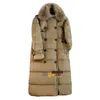 Big Fox Fur Collar White Goose Down Женская осень осень и зима Новый супер длинный утолщен