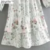 Zevity Women Sweet Cascading Ruffles花柄プリントサイドジッパーラインドレス女性シックな長袖プリーツ着物vestido DS8156 210603