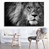 家の装飾壁絵画黒と白のライオンの絵のキャンバスプリントリビングルームの装飾のための抽象動物ポスターフレームなし