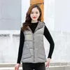 Women's Vests Sleeveless Jacket Pockets Double Side Wear Ladies Hooded Zipper Cotton Padded Slim Female Waistcoat Fashion 2022 Stra22