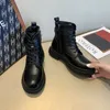 Couro Genuíno Martin Botas Mulheres Outono 2021 Novo Zíper Duplo Feminino Botas de Feminino Plataforma Espessa Calcanhar Motocicleta Botas Mulheres Y1018