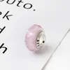Top Quality 925 Sterling Silver Glittering translucent Pink Murano Glass Lampwork Beads Fit European Pandora Charms Bracelet & Necklace Diy Jewelry