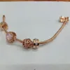 Bracelet chaîne serpent en or Rose 18 carats, 3mm, breloques en argent Pandora, perles européennes, fabrication de bijoux pour belles femmes