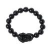 Con cuentas, hebras Feng Shui Obsidian Stone Beads Pulsera Hombres Mujeres Unisex Pulsera Oro Negro Pixiu Riqueza y buena suerte