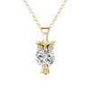 Mode or couleur chaîne collier cristal Zircon belle Animal hibou pendentifs colliers bijoux pour femmes cadeaux