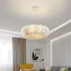 Подвесные лампы художественное украшение перо светодиодное освещение современное спальня лампа