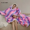 Unicorn Sleepwear for Girls Oversize Family Look Homewear Plush Fleece Sherpa Coperta, se hai bisogno di due felpe con cappuccio, ordina due H0909