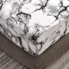 Lakan sätter cilected svart och vitt marmor mönster säng täcker madrassskydd sängkläder monterade lakan
