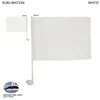 2021 12x18inches White Blank Car Flag Sublimation Flag 100d Polyester Print Högkvalitativa bilfönsterflaggor med 43 cm plaststång F6636610