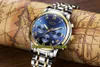 Lige evighet 9810 Sport Mens Klockor Datum Ring Japan VK Quartz Chronograph Movement Män Klockor Stål Väska Guld Bezel Two Tone Rostfritt Armband