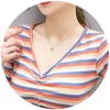 Lente Zomer Koreaanse stijl Katoen Korte T-shirt Meisjes Mode Sexy V-hals Stripe Lace Up Women Tops Slanke Tees T12809A 210421
