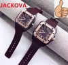 Männer Frauen Braun Blau Schwarz Silikon Gummi Uhren Top Marke Quadrat Römischen Zifferblatt Uhr Chronograph Wasserdichte Quarz Armbanduhr Relo272y