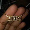 Designer halsband lyx smycken för kvinnor guld år nummer zircon digital pendant1985 till 2021 födelsedagsgåva födelsekedja grossist