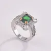 Women's Fashion Jewelry Authentic 925 Sterling Silver Rings Emerald Zircon Oval Wedding Ring With Gift Box ZR1187