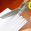 Stainless Steel Cooking Tools Kitchen Accessories Knives 5 Layers Scissors Sushi Shredded Scallion Cut Herb Scissors W0254