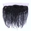 Brazilian Kinky Curly 13x4 Ear To Ear Pre Plucked Lace Frontal Closure With Baby Hair Remy Human Hair Free Part