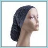 Caps Hats Aessórios Bebê, Miúdos Maternidade Moda Diamante Veet Ruffle Turbante Dreadlock Slee Beany Slouch Bandana Bandana Perda de Cabelo Tubo