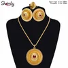 Shamty Habesha Red Stone Jewelry Sets Bridal Pure Gold Color Wedding Trendy African Ethiopian Sudan Nigeria Eritrea Kenya A30031 H1022