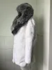 Cappotto da donna in pelliccia sintetica da donna lungo 100 cm color argento con cappuccio imitazione visone bianco progettazione Rex Outwear indumento soprabito giacca Parka