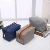 Travel Portable Cosmetic Bag Cosmetic Bags Cloth Zipper Solid Hardware Makeup Hanbag Toiletry Storage Tote Carry Large Capacity Trip Package Sundries Handbag grey