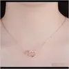Necklaces & Pendants Jewelry Drop Delivery 2021 Pendant Necklace Heart With Love Letter Circle Steel Crystal Zircon Rose Gold And Imitation R