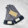 New Brand Design Faux Fur Style Glove for Women Winter Outdoor Warm Five Fingers Artificial Leather Gloves Wholesale