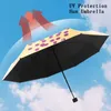 Parasol UV Protection Pliant Soleil Parapluie Femmes Pluie Coupe-Vent Parapluies Double Usage Étudiants Compact Cinq Pli Mini