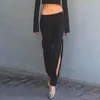 Women Sexy High Zipper Split Mid Waist Wide Leg Pants Autumn Elastic Woman Trousers Casual Black Long Loose Harem Pencil 211115