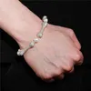 Hip Hop Iced Out Chain Full Zircon Bone Pearl Bracelet Chaînes à maillons cubains pour hommes et femmes