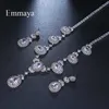 Emmaya Romantic Luxury Jewelry Flower Design Round White Gold Color AAA Cubic Crystal Wedding Jewelry Sets For Brides Jewelry H1022