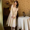 Casual jurken vrouw jurk herfst 2022 stijl Koreaanse mode elegante effen kleur vierkante nek taille ontwerp vrouwen vestido de mujer