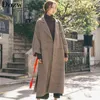 Women Winter Wool Blend Coat Fashion Plaid Loose Batwing Sleeve Long Woolen Trench Warm Outwear Female Jacket 210515