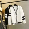 HLBCBG blanc noir solide pull cardigans veste dames femmes épais pull manteau v-cou cardigan outwear 211011