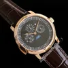 Twsf Patrimony Pereual Calendar 6610C A1120 Автоматические мужские часы La Musique Du Temps Rose Gold Brown Dial Черная кожа Super Edition Часы PureTime C3