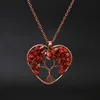 Yoga Chakra Heart Pendant Necklace Wire Natural Stone Beads Tree of Life Necklaces for Women Children Fashion Jewelry Will and Sandy