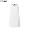 Vonda Plus Размер белый кружева DR2021 Женщины Sunddrsummer DriSexy Robe V-образным вырезом точка полый асимметричный подол Beach Vestidos X0529