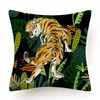Tropical Jungle Animal Cushion Capa Poliéster Tiger Leopard Pressão travesseiro de travesseiro Decorativo almofada de sofá decorativa almofada de travesseiro de folha de palmeira/deco
