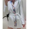 Women's Suits & Blazers Long Sleeve Stitching Print Design Trendy Ladies Suit Korea Office Queen Blazer 2021 Spring Autumn Outwear Coat