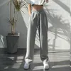 HOUZHOU Women Sports Pants Korean Fashion Oversize Gray Jogging Sweatpants Baggy High Waist Joggers White Trousers Female 210915