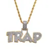 Halsband Ice Out Chain Trap Design Letter Pendant Personlighet Trend Fashion Hip Hop Necklace7609094