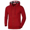 Mannen Designer Hoodies Topkwaliteit Mens Kleding Merk Luxe Borduurwerk Lange Mouw Engeland Stijl Casual 100% Katoen Kleding Vier Kleuren met Rits Dikke jassen