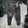 Heren jeans losse stijlvolle motorfiets donkergray stijl Koreaans Harlan All-match Harajuku ins straalvoeten casual broek mannen