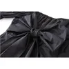 夏の甘い背中大きな弓包帯ブラックブラウス女性スタイリッシュなエレガントなレースアップシャツのレディースストリートウェアデザインBlusas 210515