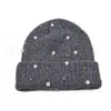 Kobiety Pearl Dzianiny Kapelusze Zima Crochet Wełna Dzianie Czapki Moda Diament Ski Ciepła Beanie Party Hat 10styles rra4496